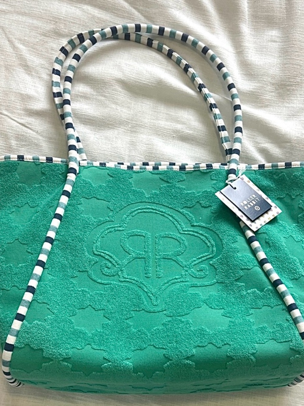 Green Roller Rabbit Target Embossed Tote Bag NWT SOLD OUT